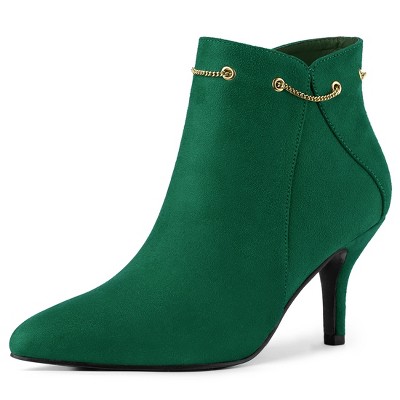 Allegra K Women's Pointed Toe Side Zip Stiletto Heel Ankle Booties