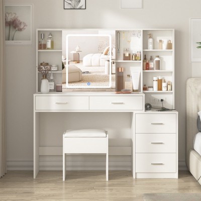 Vanity Desk with Mirror and Lights