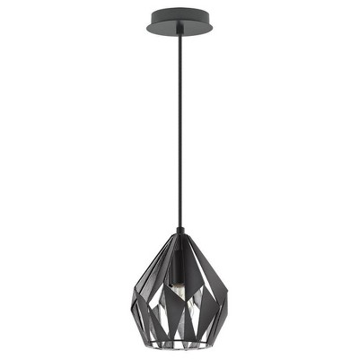 EGLO 1-Light Carlton Pendant Matte Black Silver: Vintage-Inspired, Loft-Style Ceiling Fixture