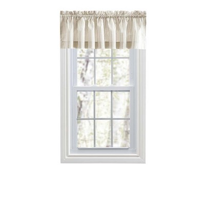Ellis Curtain Plaza Classic Ticking Stripe Printed on Natural Ground 1.5" Rod Pocket Tailored Valance 58" x 15" Tan