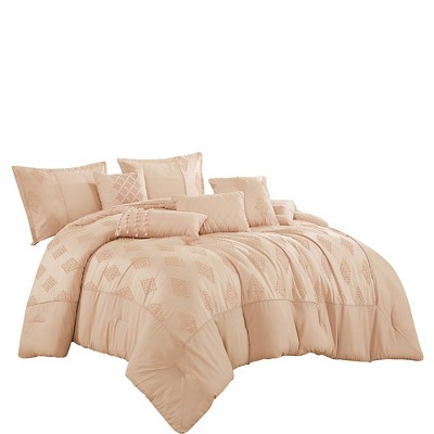 Esca Stunning Severa Luxurious & Plush 7pc Comforter Set:1 Comforter, 2 Shams, 2 Cushions, 1 Decorative Pillow, 1 Breakfast Pillow
