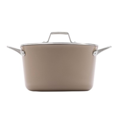 Calphalon 7qt Premier Ceramic Dutch Oven with Cover Mushroom: Nonstick, Oven-Safe to 500°F, Dishwasher-Safe, Anodized Aluminum