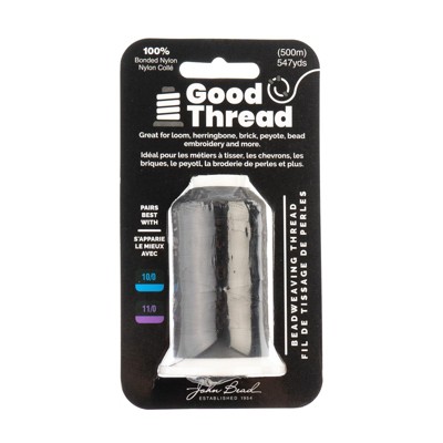 John Bead Good Thread Black Bonded Nylon Thread, 547 Yards (500m)