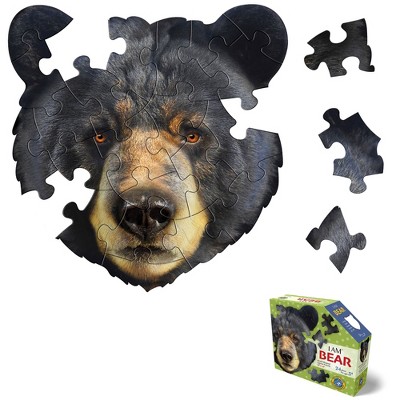 Madd Capp I Am Bear-24Piece Animal Head-Shaped Puzzle,16x16",Fun Fact Booklet