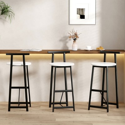 27" H Bar Stools Set of 3,Wooden Bar Stools with Footrest, Counter Height Kitchen Chairs for Island, Dining Area, or Breakfast Bar-Maison Boucle