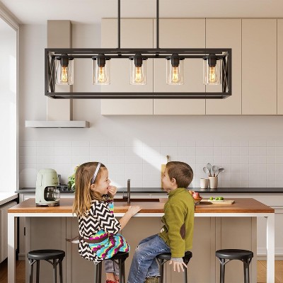 Island Lights for Kitchen,Light Fixtures for Dining Room Ceiling,5 Head Height Adjustable Farmhouse Right Fixtures,Bedroom and Kitchen