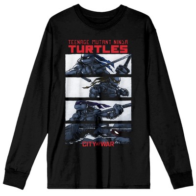 World Of TMNT City At War Crew Neck Long Sleeve Black Adult Tee