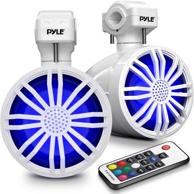 Pyle PLMRBT33WT 3.5" Marine Bluetooth Speaker System with Waterproof Rating, RGB Lights, and Remote Control for Off-Road Vehicles (2 Pcs, White)