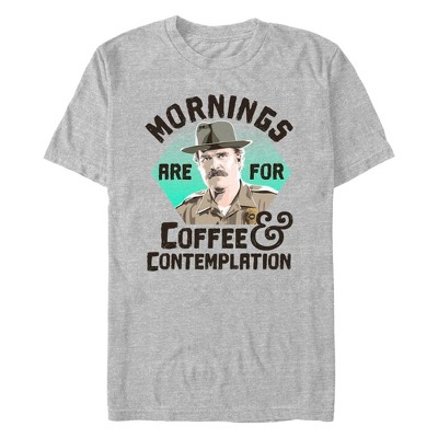 Men's Stranger Things Hopper Coffee Contemplation T-Shirt