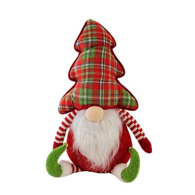 Ganz 16.0 Inch Gnome With Tree Hat Christmas , Elf Shoes Plaid Tree (1PC)