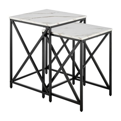 Square Marble Finish Nesting Side Table Set - Danya B.
