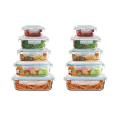 Dura Culina® 20-pc Food Storage Glass Container Set: BPA-Free, Locking & Leakproof Lids, Stackable, Dishwasher-Safe