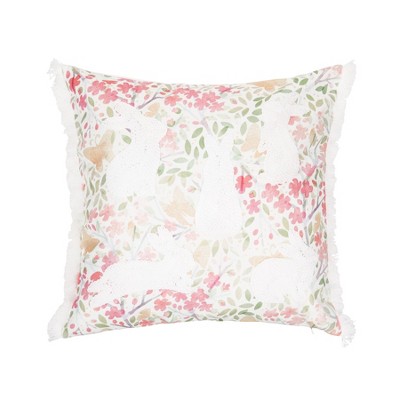 C&F Home Spring Silhouette Easter Bunnies Rabbits Floral Flowers Decorative Accent Throw Pillow, 18" x 18"