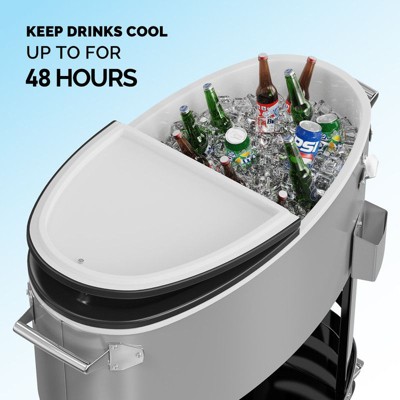 Karl Home 70QT Oval Freezer Patio Cooler Cart