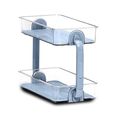 2 Tier Blue Bathroom Tray Organizer - madesmart