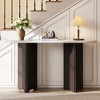 Wooakway Narrow Console Table Entryway Table Hallway Table with Oval Faux Marble Top Rustic Sofa Table with Curved Legs Espresso - 2 of 4