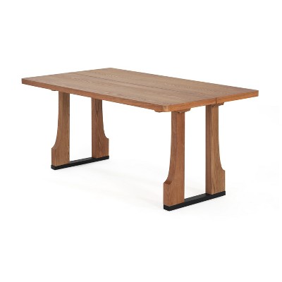 NicBex 63" Farmhouse Modern Wood Dining Table for 6, Rectangular Dining Room Table with Wood Legs, Kitchen Table for Kitchen, Dining Room