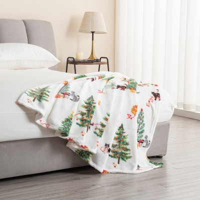 Velvet Plush Fleece Holiday Printed Warm and Cozy Throw Blanket - Great Bay Home