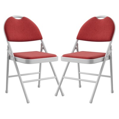 Folding Chair 2-Piece Set, Metal Frame Folding Chairs with Cotton Linen Seat and Non-Slip Pads for Indoor Outdoor Event Room Restaurant,