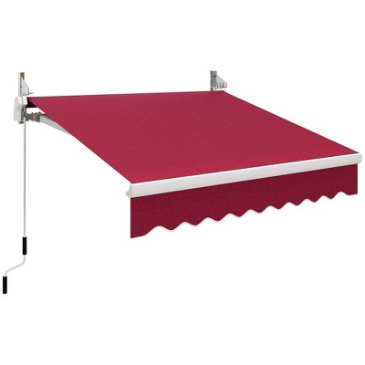 Outsunny Manual Retractable Awning Sun Shade Shelter for Patio Deck Yard with UV Protection and Easy Crank Opening
