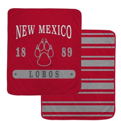 NCAA New Mexico Lobos Varsity Plaque Double Sided Royal Plush Blanket: Sports Team Logo