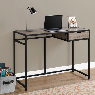 INFURNIC Desks 42"L Compact Computer Desk with Storage Drawer and Slender Metal Frame for Home Office, Brown, 42.25"*20"*30"