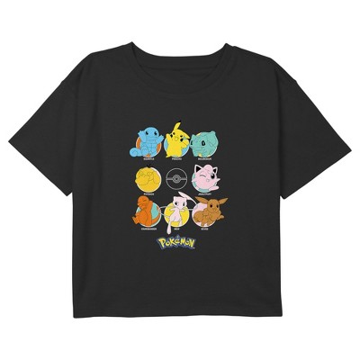 Girl's Pokemon Character Pokeball Circles Crop T-Shirt