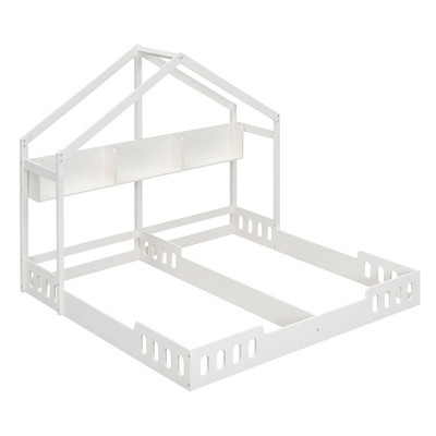 YOOCOZZ Twin Size House Bed with Shelves- Black