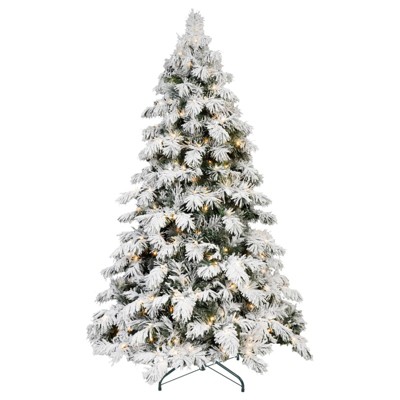 NAYSAYE Christmas Tree Stand 6ft Flocked Scarecrow Tree with Realistic Snowy Branches for Holiday Decor, Green and White, 42"*40"*72"