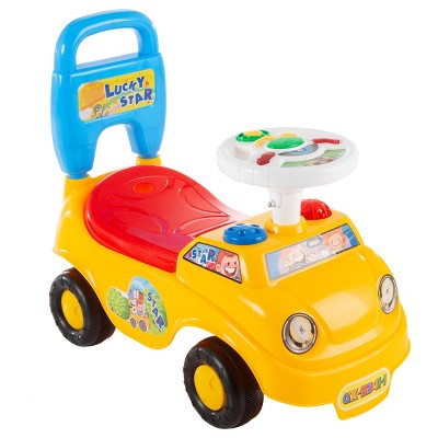 Toy Time Kids Ride-On/Push Car With Steering Wheel, Lights and Music