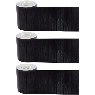 Teacher Created Resources® Black Wood Straight Rolled Border Trim, 50 Feet Per Roll, Pack of 3