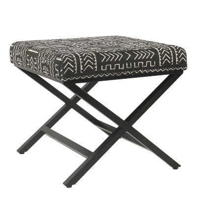 Modern Metal X Base Ottoman - HomePop