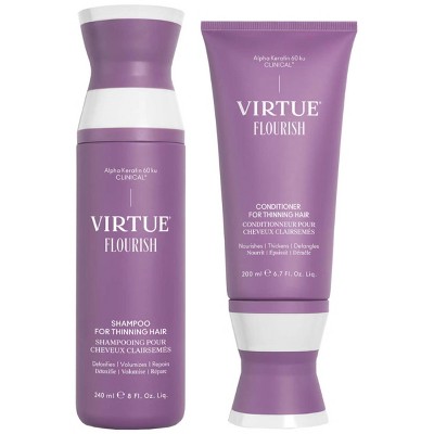 Virtue FLOURISH Shampoo (8 oz) & Conditioner (6.7 oz) DUO SET for Thinning Hair Kit (Alpha Keratin 60 ku CLINICAL)