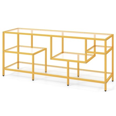 Tangkula 58" TV Stand for TVs up to 65" w/ Tempered Glass Shelves TV Console Table
