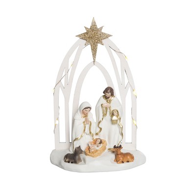 Transpac Resin LED Nativity Figurine Christmas Tabletop Decoration Battery Operated Prelit Indoor Holiday Gift