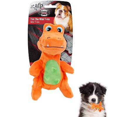 Allforpaws Squeaky Dog Toys, Tim The Mini T-Rex Plush Dog Toy with Crinkle Paper, S