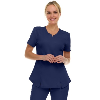 Medichic Scrubs Women's V-Neck Notch Fashion Stretch Scrub Top with Two Pockets, Flex Easy Care Fabric