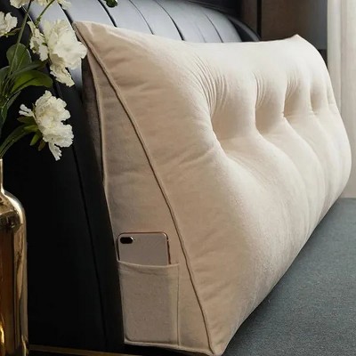 acxily Triangle Reading Cushion with a button-180*50*20cm, Wedge Headboard Pillows