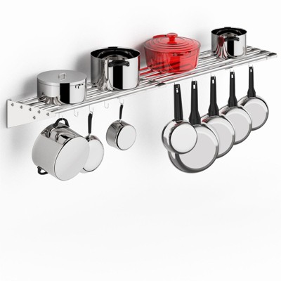 NSF Certified Stainless Steel Wall Shelf with 10 Hooks