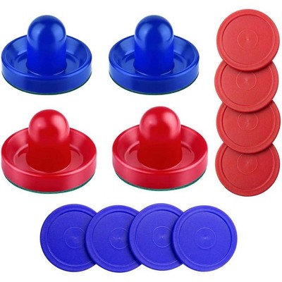 SereneLife Air Hockey Pushers and Puck Set - Red & Blue with Green Pads - ACCSLARHKY99