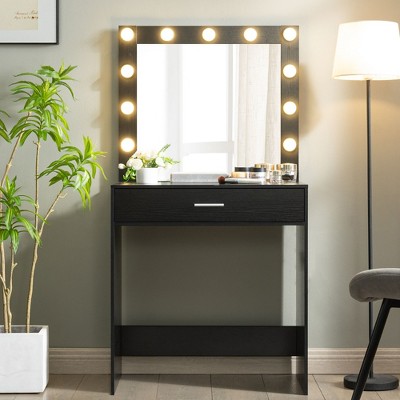 CAVINAS Stylish Small Vanity Desk with Mirror with Drawers Pink Vanity with Large Drawers Small Vanity Desk for Bedroom