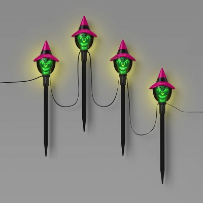 4ct LED Animated Talking Witch Novelty Stake Lights with Warm White LEDs - Hyde and EEK! Boutique™