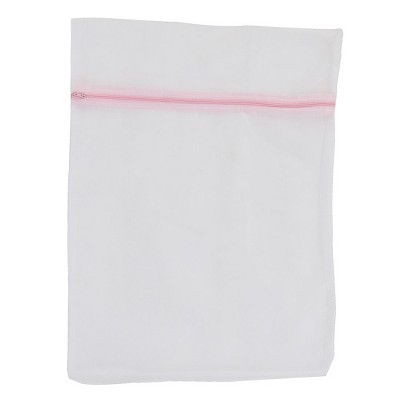 Unique Bargains Nylon Fine Mesh Lightweight Laundry Bag 19.6" x 15.7" Pink White 1 Pc