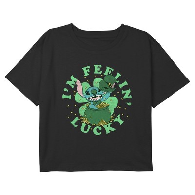 Girl's Lilo & Stitch I'm Feelin' Lucky Crop T-Shirt