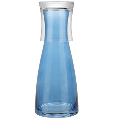 American Atelier Bedside Water Carafe with Clear Tumbler, 33-Ounce Pitcher and Matching Drinking Glass, Blue