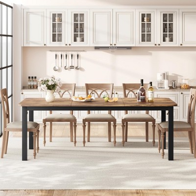 Industrial Dining Table For 6~8 People, 78.7" Long Kitchen Table