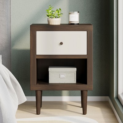 NicBex 1-Drawer Nightstand Wooden Beside Table with Storage Cabinet End Table for Bedroom, Living Room, Study