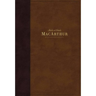 Nbla, Biblia de Estudio Macarthur, Leathersoft, Café, Interior a DOS Colores, Comfort Print - by  Nbla-Nueva Biblia de Las Américas & Vida