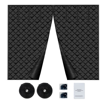VEVOR Garage Door Screen for Winter, 9x7FT, Garage Door Insulation Kit, Magnetic Thermal Insulated Door Curtain with 300D Oxford Fabric, Black