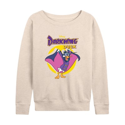 Women's - Disney - Darkwing Duck Lightweight French Terry Wide Neck Long Sleeve Graphic Shirt